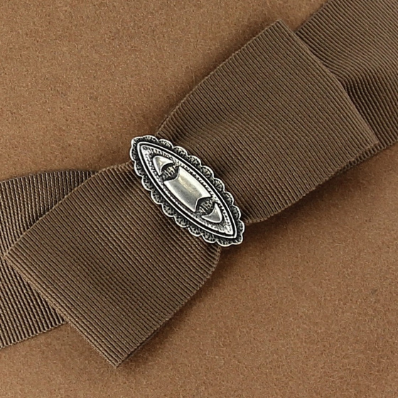 Cloche Hat Maithe Felt Wool Camel bow detail - Traclet