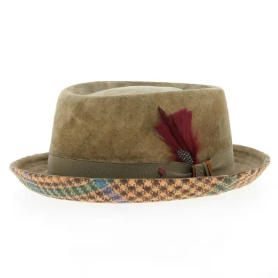 Chapeau Pork Pie cuir Taupe - Alfonso d'este
