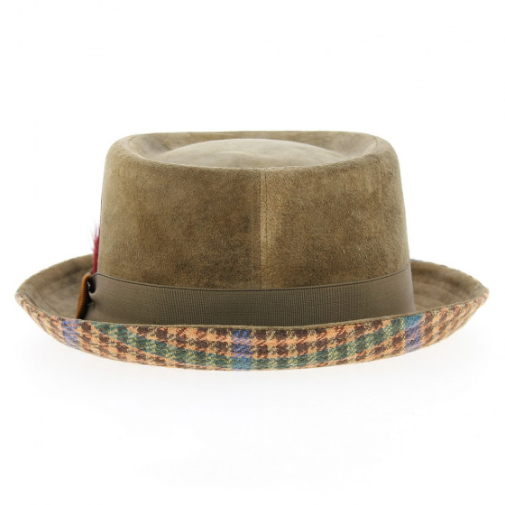 Chapeau Pork Pie cuir Taupe - Alfonso d'este