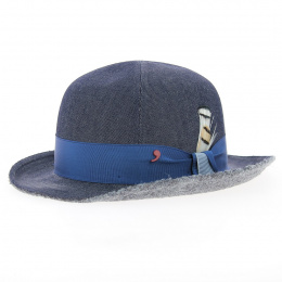 Blue Cotton Bowler Hat - Alfonso d'este