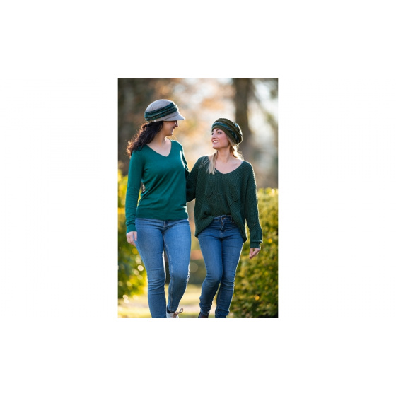 Ebony Newsboy Cap Grey & Green Wool - MTM