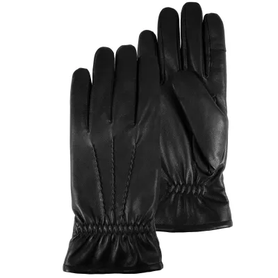 Men's Black Leather Touch Screen Gloves - Isotoner Reference: 16988| Traclet Hat Shop