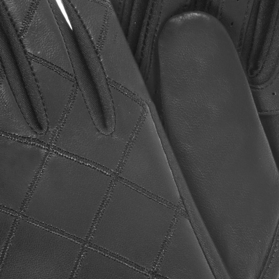 Women's Stitched Leather Gloves Black - Isotoner