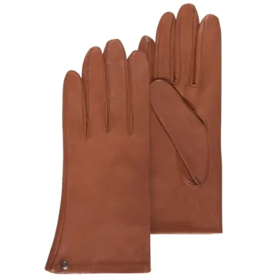 Women's Leather Gloves Silk-Lined Cognac - Isotoner Reference: 16996 | Chapellerie Traclet