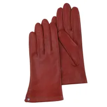 Gants Femme Cuir Doublé Soie Rouge - Isotoner