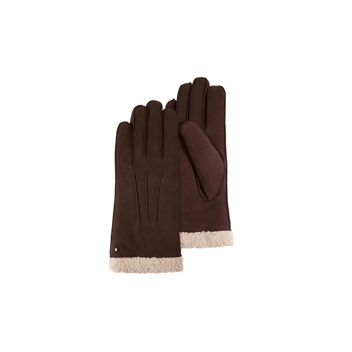 Women's Leather & Fur Gloves Brown - Isotoner