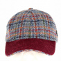 Plivory Baseball Cap Blue and Bordeaux Wool - Crambes