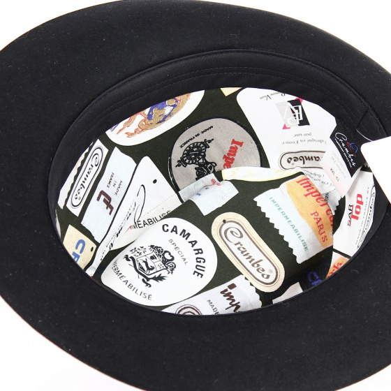 Fedora Hat Gabin Shaved Felt Black Lining - Crambes