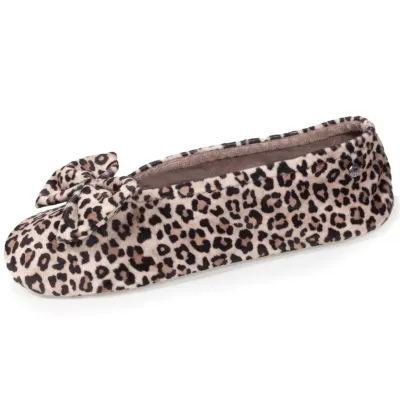 Chaussons Ballerines Femme Nœud Panthère - Isotoner  - Boutique Traclet Reference : 17018| Chapellerie Traclet