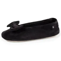 Chaussons Ballerines Femme Nœud Noir  - Isotoner  - Boutique Traclet Reference : 17020| Chapellerie Traclet