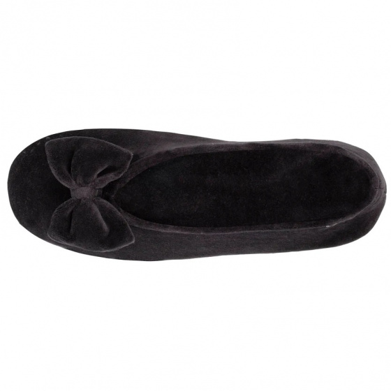 Chaussons Ballerines Femme Nœud Noir - Isotoner