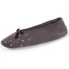 Chaussons Ballerines Femme Pois Brodé  Gris - Isotoner