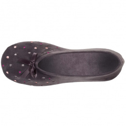 Women's Ballerinas Slippers Dots Embroidered Gray - Isotoner