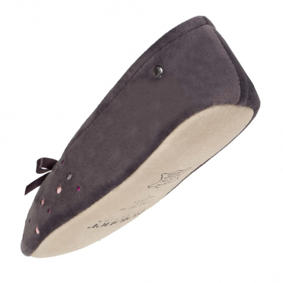 Women's Embroidered Polka Dot Ballet Slippers in Gray - Isotoner Women's Embroidered Polka Dot Ballet Slippers in Gray - Isotoner