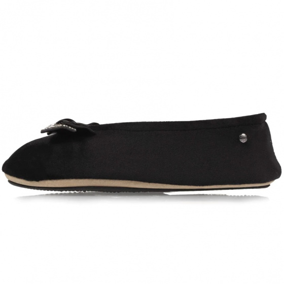 Chaussons Ballerines Femme Nœud Strasse Noir - Isotoner Chaussons Ballerines Femme Nœud Strasse Noir - Isotoner