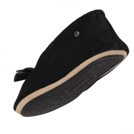 Women's Ballet Slippers with Black Rhinestone Bow - Isotoner Women's Ballet Slippers with Black Rhinestone Bow - Isotoner
