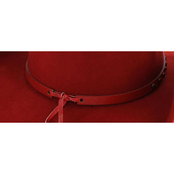 Chapeau Western - Cowboy Feutre Laine Rouge - Traclet