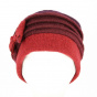 Toque with Red, Bordeaux & Purple Wool bow - Traclet