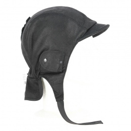 Black Leather Car Helmet - Traclet