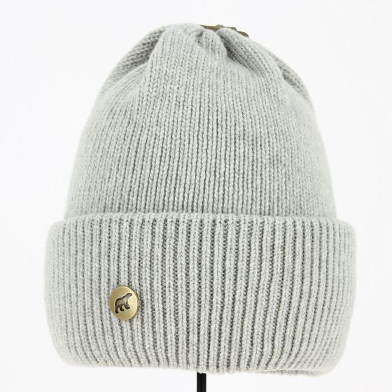 Norden Merino Wool Reverse Beanie Light Grey - Super Yellow