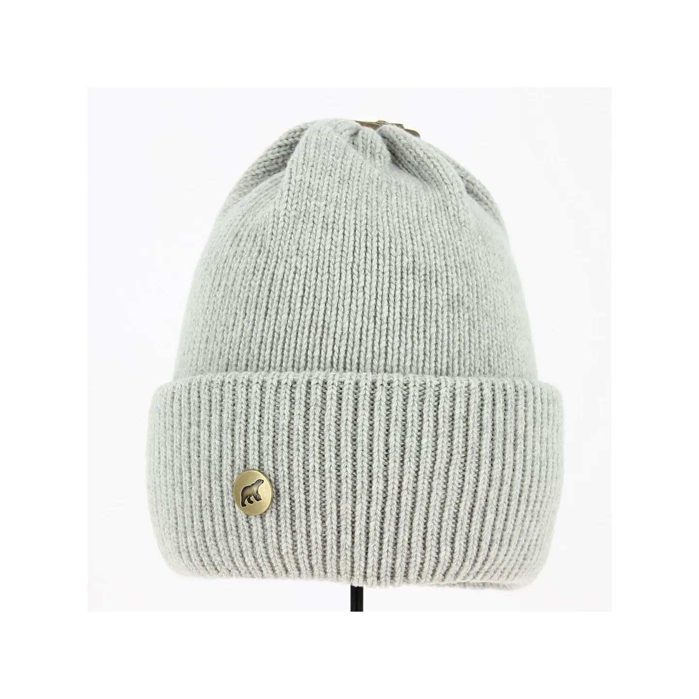 Bonnet à Revers Norden Laine Mérinos Gris clair - Super Yellow
