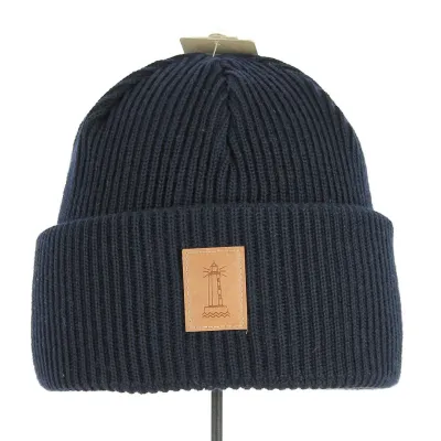 Bonnet à Revers Beacon Laine Mérinos Bleu marine - Super Yellow