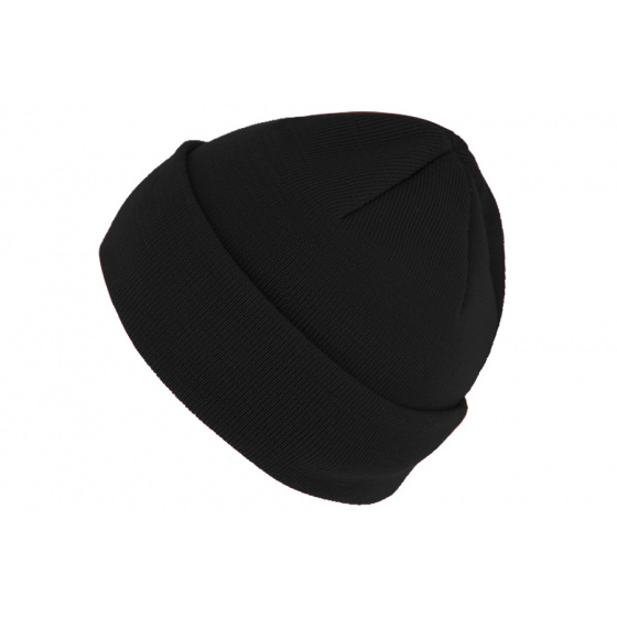 Black Merino Wool Jumper Cuff Beanie - Traclet