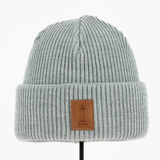 Beacon Reverse Beanie Merino Wool Light Grey - Super Yellow