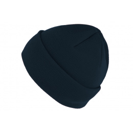 Navy Merino Wool Cuffed Jumper Beanie - Traclet