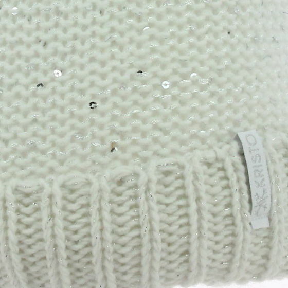 Children's hat Pompon Marlene White wool detail - Kristo