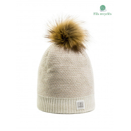White Agena Pompom Beanie - Pipolaki