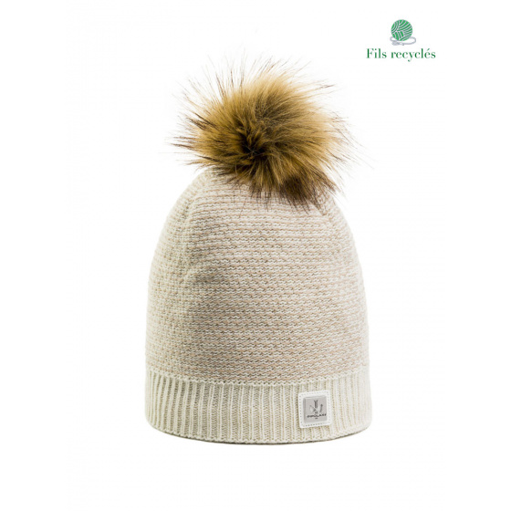 Bonnet à Pompon Blanche Ecru - Pipolaki Bonnet à Pompon Blanche Ecru - Pipolaki