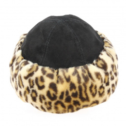 Ivanova Toque Black Leather & Leopard Faux Fur - Traclet