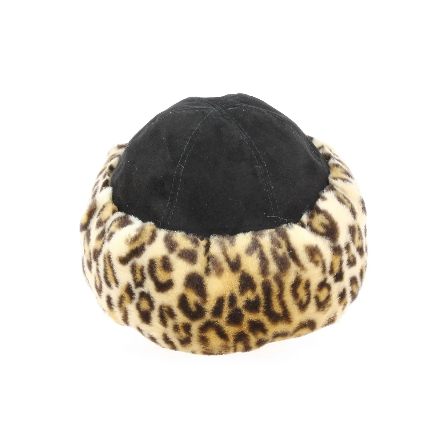 Toque Ivanova Cuir noir & Fausse Fourrure Léopard - Traclet