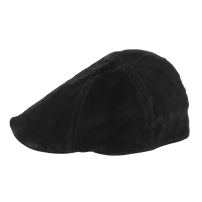 Ducky Black Leather Cap - Aussie Apparel