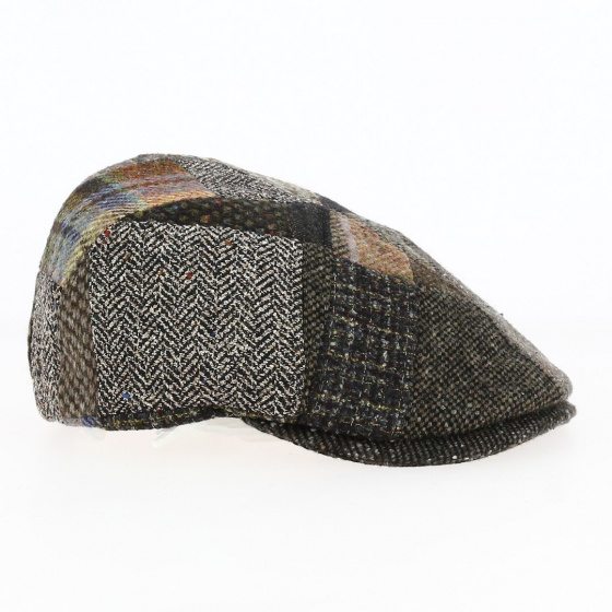 Casquette Plate Oxford Patchwork Laine Marron et Vert - Traclet Casquette Plate Oxford Patchwork Laine Marron et Vert - Traclet