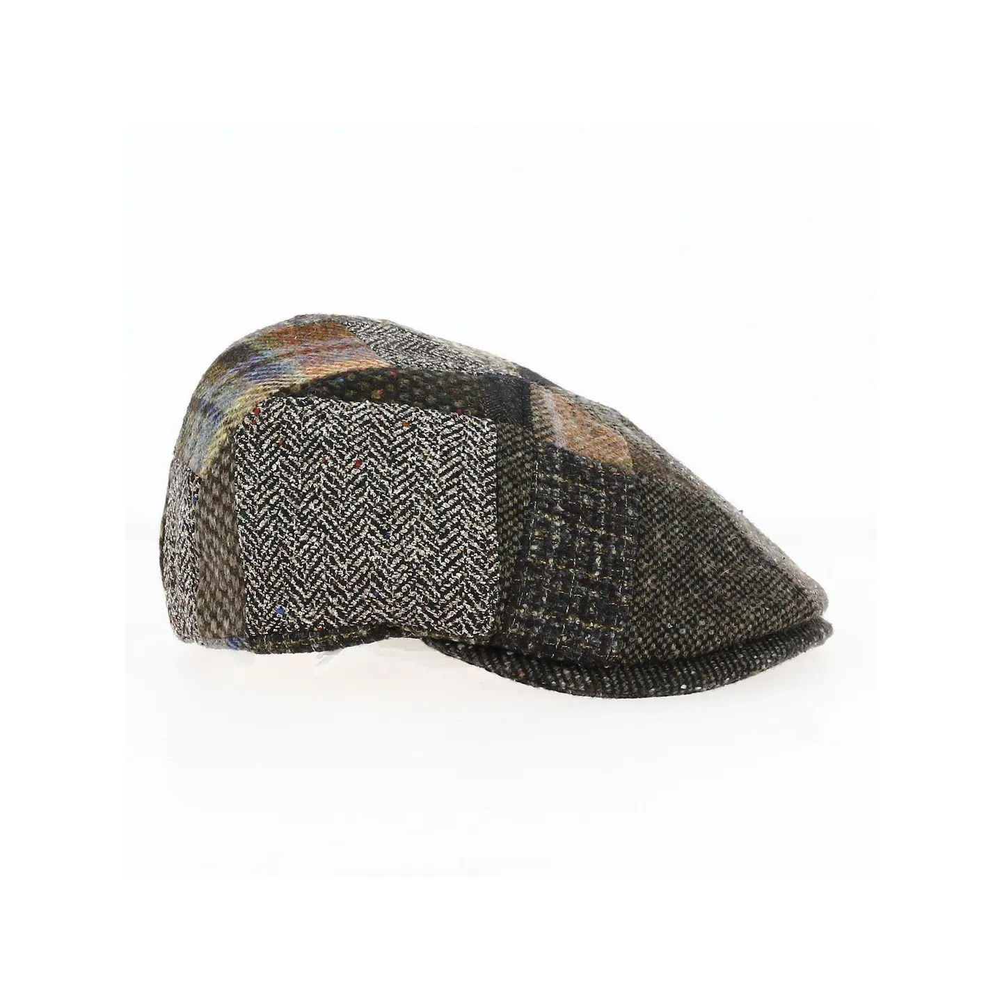 Flat Cap Oxford Patchwork Wool Brown and Green - Traclet