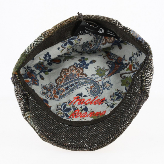 Casquette Plate Oxford Patchwork Laine Marron et Vert - Traclet Casquette Plate Oxford Patchwork Laine Marron et Vert - Traclet