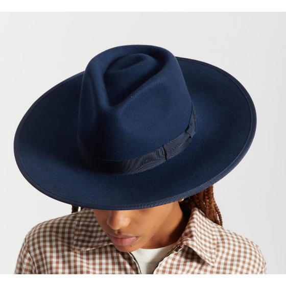 Chapeau Fedora Jo Rancher Feutre Laine Bleu marine - Brixton Chapeau Fedora Jo Rancher Feutre Laine Bleu marine - Brixton