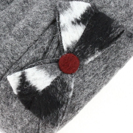 Grey woolen hat with bow - Traclet