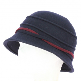 Cloche Hat Milan Felt Navy - Traclet