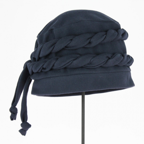 Toque Chimiothérapie Torsade Coton Marine - Traclet