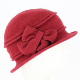 Cloche Hat Mania Red Wool Felt - Traclet