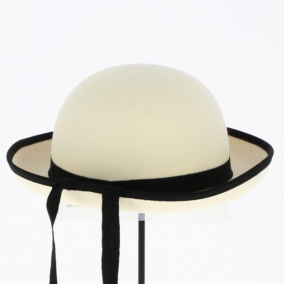 Breton hat Felt Wool Child Ecru and Black - Traclet