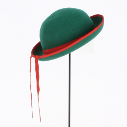 Breton hat Felt Wool Green and Red - Traclet