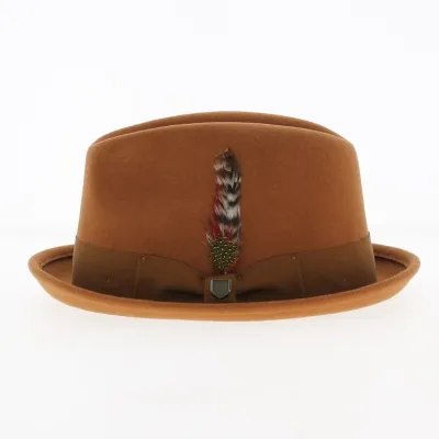 Chapeau Trilby Gain Feutre Laine Caramel - Brixton
