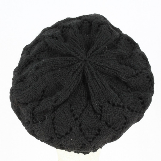 Flora knitted beret black - Traclet