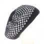 Beret - Angora knit hat Losange Bi-color Black and gray - Traclet