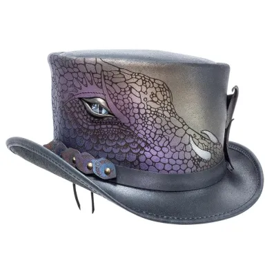 Chapeau Haut de Forme Draco Cuir Noir - Head'n Home