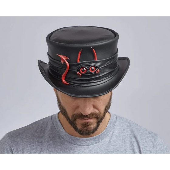 Black Leather Marlow Top Hat - Head'n Home Black Leather Marlow Top Hat - Head'n Home